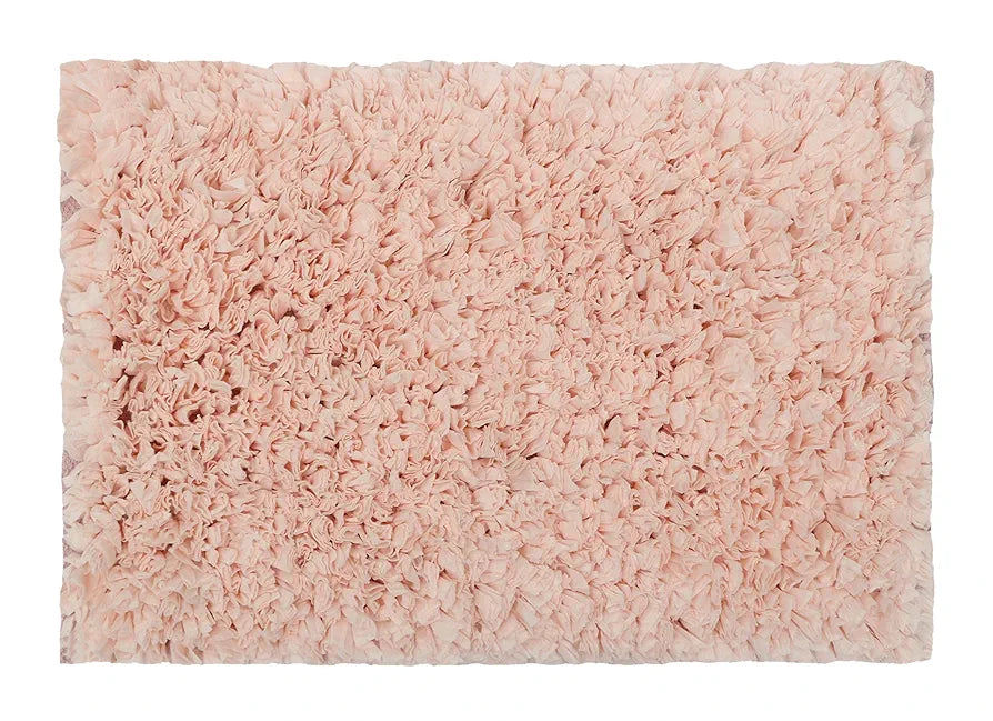 THE HOME TALK Luxury Shag Bath Rug |Premium Carpet for Shower, Vanity, Bath Tub, Sink & Toilet |Handmade Cotton Bathmat |Anti-Skid Back |Super Absorbent Chindi Shaggy Bath Rug